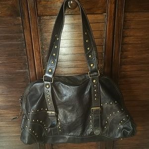 Leather studded purse large